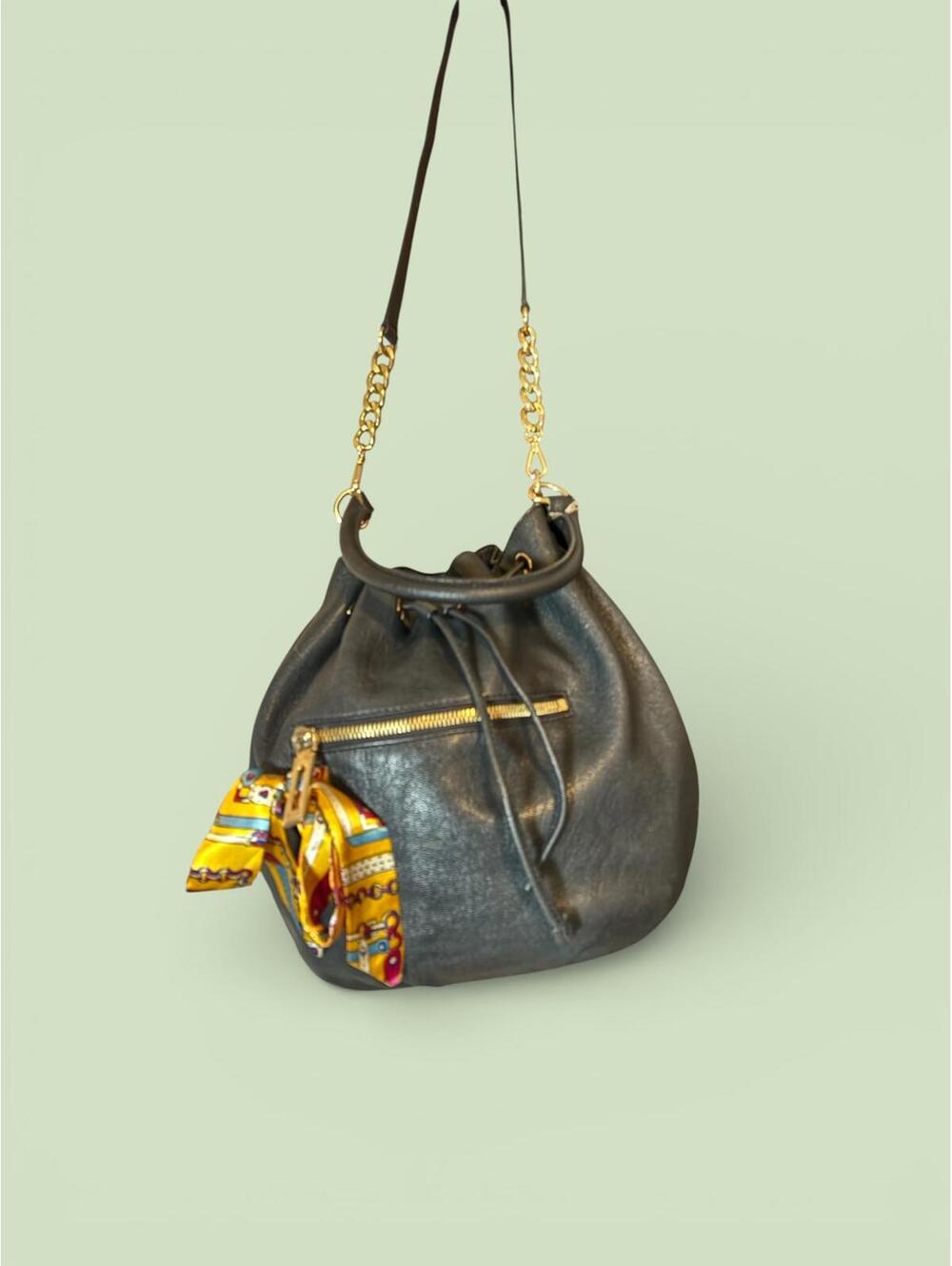 MICHAEL Michael Kors Black Leather Drawstring Bucket Bag